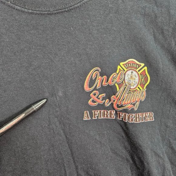 Once And Always A Fire Fighter Mens T-Shirt Size M Black Cotton Short Sleeve - Picture 2 of 10